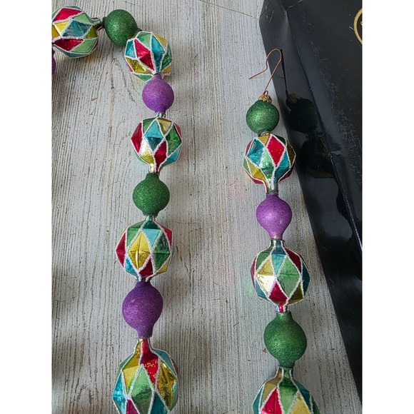 Vintage radko‎ carnivale harlequin Garland Mardi gras glass ornament Xmas tree